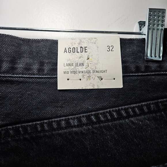 NWT! AGOLDE Lana Jean Sz 32 Mid Rise Vintage Straight Distressed Black Disorder - Picture 10 of 12